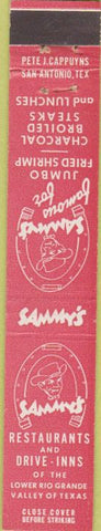 Matchbook Cover - Sammy's Restaurants Harlingen Brownsville TX 10 Strike