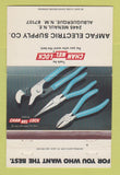 Matchbook Cover - Channel Lock Tools AMFAC Electric Albuquerque NM 40 Strike