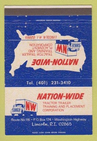 Matchbook Cover - Nation Wide Trucking Training Lincoln RI 40 Strike