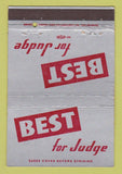 Matchbook Cover - Edward Best Judge Election Westmoreland PA 40 Strike