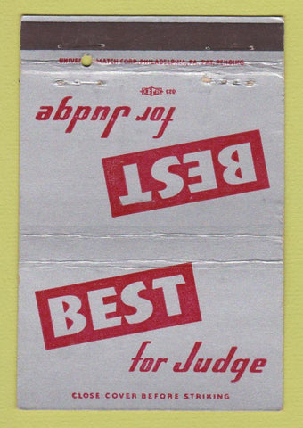 Matchbook Cover - Edward Best Judge Election Westmoreland PA 40 Strike