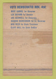 Matchbook Cover - Lex Bayard US Senator Election Bert Carvel WEAR 40 Strike