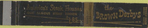 Matchbook Cover - Brown Derbys Steak House Akron Cleveland OH 10 Strike