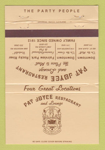 Matchbook Cover - Pay Joyce Restaurant Cleveland OH WEAR 40 Strike