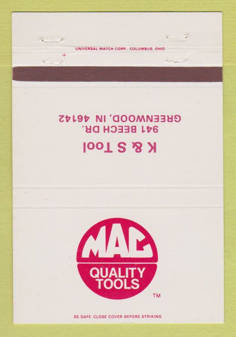 Matchbook Cover - Mac Tools K&S Greenwood IN 40 Strike