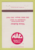 Matchbook Cover - Mac Tools Vince Sydnor Richmond VA 40 Strike