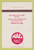 Matchbook Cover - Mac Tools Bill Lauritsen Kalamazoo MI 40 Strike
