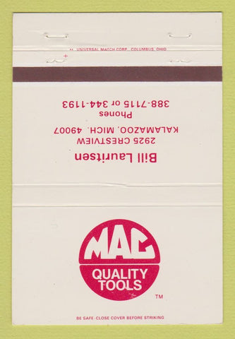 Matchbook Cover - Mac Tools Bill Lauritsen Kalamazoo MI 40 Strike