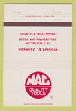 Matchbook Cover - Mac Tools Robert Jackson Bellingham WA 40 Strike
