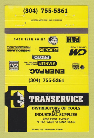 Matchbook Cover - Transervice Industrial Supply Tool Nitro WV 40 Strike