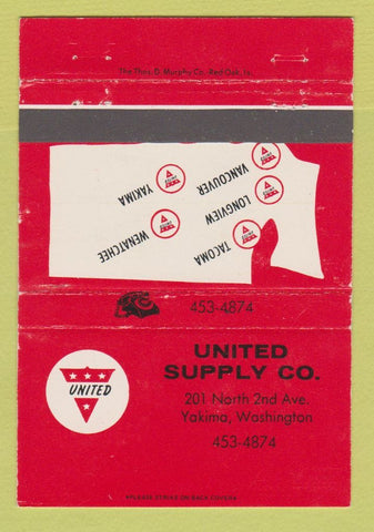 Matchbook Cover - United Supply Yakima WA WEAR 40 Strike