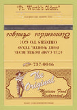 Matchbook Cover - Original Mexican Food Restaurant Fort Worth TX 40 Strike
