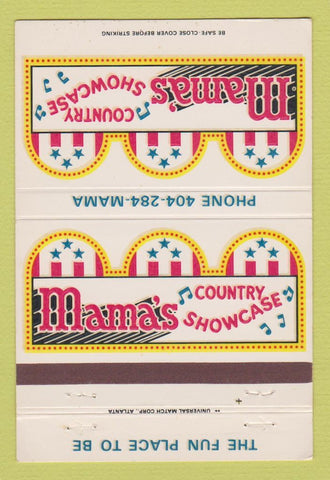 Matchbook Cover - Mama's Country Showcase Atlanta GA 40 Strike