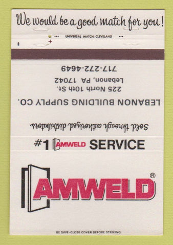 Matchbook Cover - Amweld Lebanon Building Supply PA 40 Strike