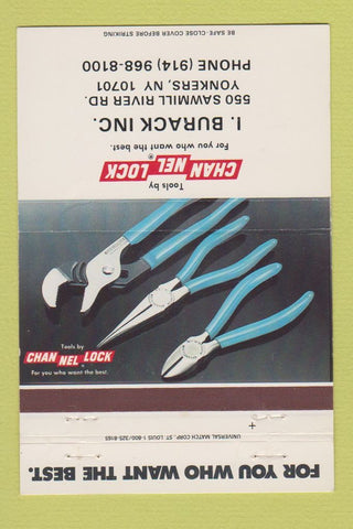 Matchbook Cover - Channel Lock Tools Yonkers NY Burack 40 Strike