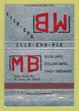 Matchbook Cover - MB Doors Hardware St Louis MO 40 Strike