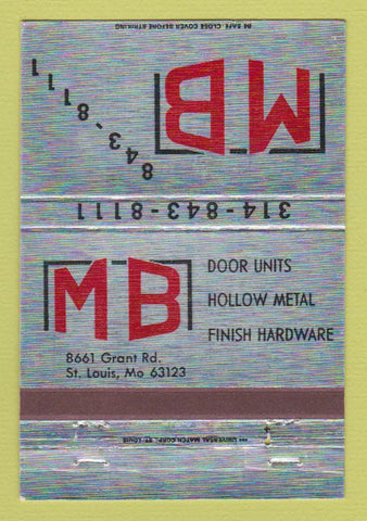 Matchbook Cover - MB Doors Hardware St Louis MO 40 Strike