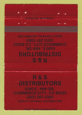 Matchbook Cover - R&s Distributors Commerce City Colorado drywall 40 Strike