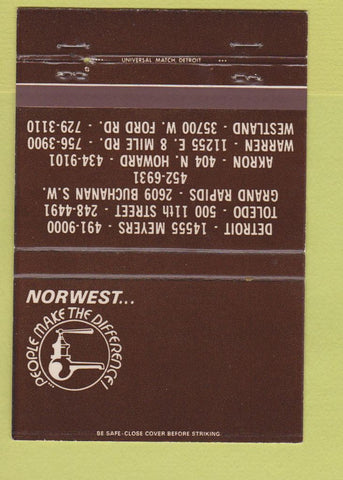 Matchbook Cover - Northwest Detroit Grand Rapids Warren MI Akron OH 40 Strike