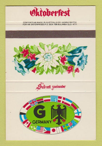 Matchbook Cover - Oktoberfest Australia SAMPLE  40 Strike