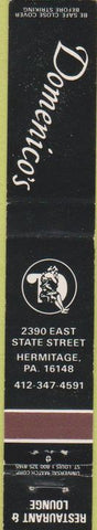 Matchbook Cover - Domenico's Hermitage PA 10 Strike