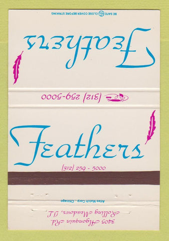 Matchbook Cover - Feathers Rolling Meadows IL 40 Strike