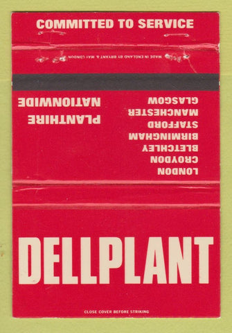 Matchbook Cover - Dellplant London Croydon Bletchley Birmingham WEAR 40 Strike