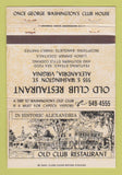 Matchbook Cover - Old Club Restaurant Alexandria VA WEAR 40 Strike