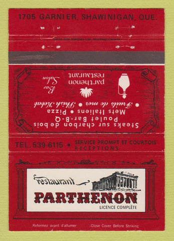 Matchbook Cover - Parthenon Restaurant Shawinigan QC 40 Strike
