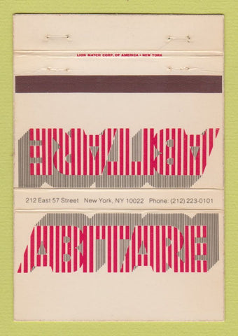 Matchbook Cover - Abitare New York City WEAR 40 Strike