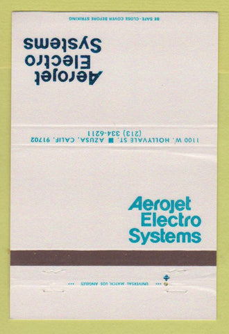 Matchbook Cover - Aerojet Electro Systems Azusa CA 40 Strike