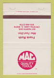 Matchbook Cover - Mac Tools Frank Roth Crystal Lake IL 40 Strike