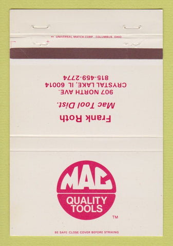 Matchbook Cover - Mac Tools Frank Roth Crystal Lake IL 40 Strike