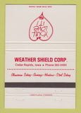 Matchbook Cover - Weather Shield Corp Cedar Rapids IA 40 Strike
