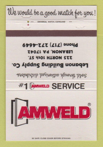 Matchbook Cover - Amweld Lebanon Building Supply PA 40 Strike