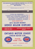 Matchbook Cover - Ontario Motor League CAA London ON WEAR 40 Strike