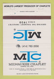 Matchbook Cover - Milwaukee Chaplet WI 40 Strike