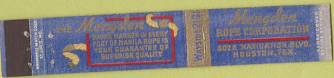 Matchbook Cover - Mengden Wire Rope Houston TX 10 Strike