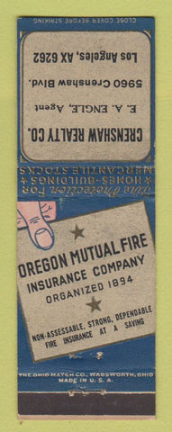 Matchbook Cover Oregon Mutual Insurance Crenshaw Real Estate Los Angeles CA WEAR
