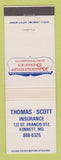 Matchbook Cover - Thomas Scott Insurance Kennett MO