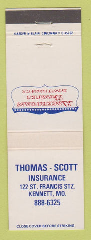 Matchbook Cover - Thomas Scott Insurance Kennett MO