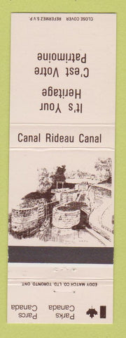 Matchbook Cover - Parks Canada Canal Rideau  Cornwall ON