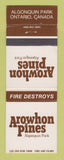 Matchbook Cover - Arowhon Pines Algonquin Park ON