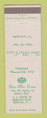 Matchbook Cover - Don Mar Court Motel Absecon NJ