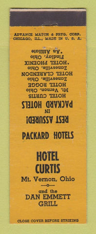 Matchbook Cover - Hotel Curtis Mount Vernon OH ADVANCE