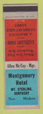 Matchbook Cover - Montgomery Hotel Mount Sterling KY