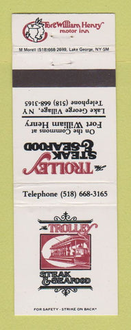 Matchbook Cover - Trolley Steak & Seafood Fort William Henry Lake George NY