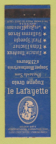 Matchbook Cover - Le Lafayette Eugene OR 1940 Golden Gate Expo WEAR