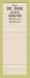 Matchbook Cover - David C Chapiro State Senator Election