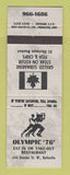 Matchbook Cover - Olympic 76 Restaurant Belleville ON